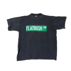 Vintage Flatbush Ave T Shirt, Size Large Men, Black, Green